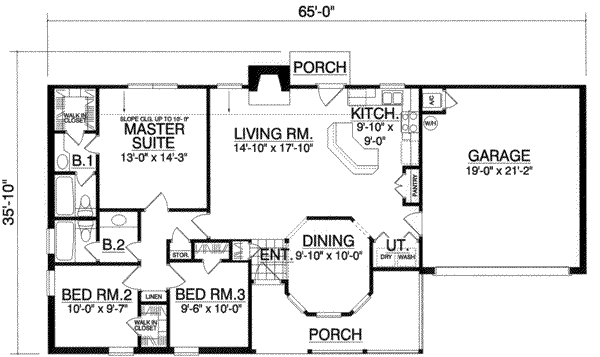 Architectural House Design - Country Floor Plan - Main Floor Plan #40-346