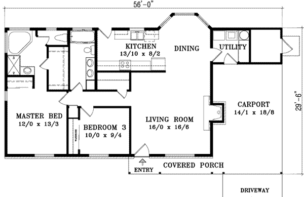 Architectural House Design - Ranch Floor Plan - Main Floor Plan #1-1044