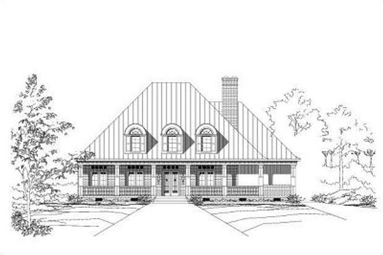 Exterior - Front Elevation for Traditional House Plan #411-730 - 4 bed, 4 bath