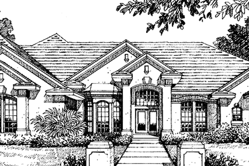 House Plan Design - Exterior - Front Elevation 3 for Mediterranean House Plan #417-556 - 4 bed, 4 bath