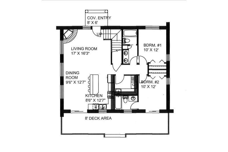 Home Plan - Floor Plan - Main Floor for Log House Plan #117-824 - 2 bed, 2 bath