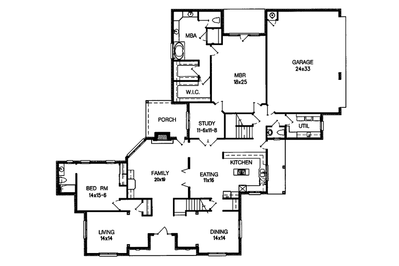 Dream House Plan - Floor Plan - Main Floor for Traditional House Plan #15-374 - 4 bed, 3 bath