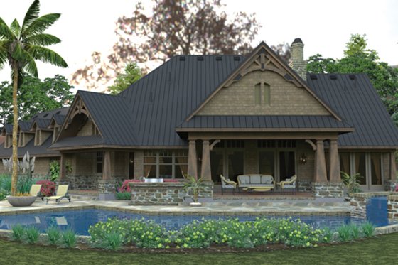 Exterior - Rear Elevation for Craftsman House Plan #120-246 - 3 bed, 2 bath