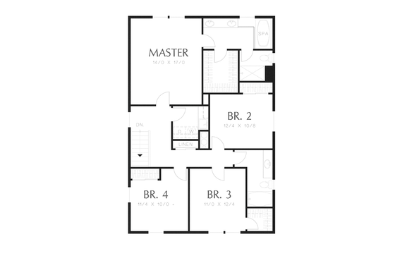 Floor Plan - Upper Floor for Traditional House Plan #48-912 - 4 bed, 2.5 bath