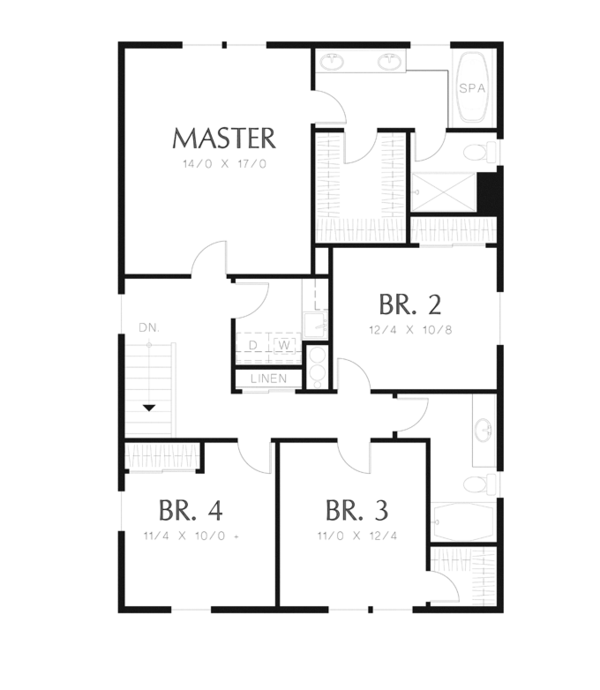 Traditional Floor Plan - Upper Floor Plan #48-912