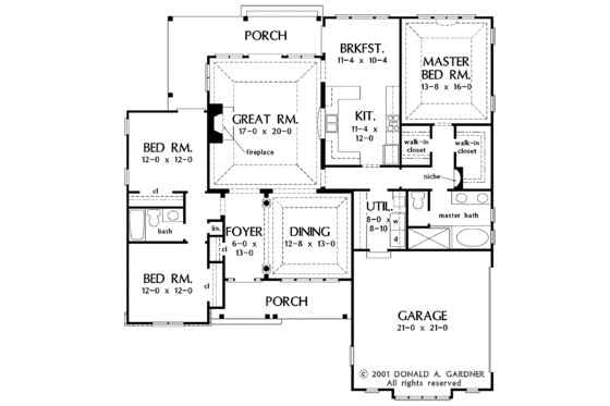 Floor Plan - Main Floor for Country House Plan #929-648 - 3 bed, 2 bath