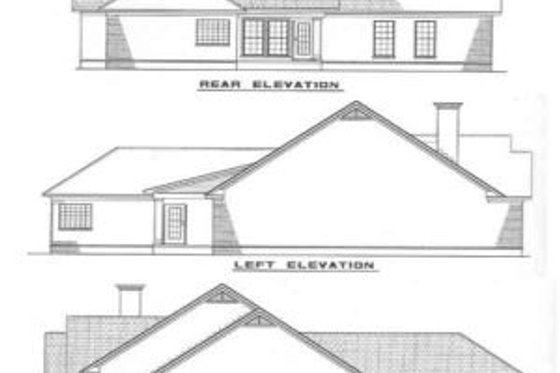 Exterior - Rear Elevation for Traditional House Plan #17-1009 - 3 bed, 2 bath