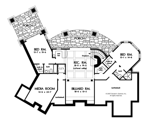 House Design - European Floor Plan - Lower Floor Plan #929-892