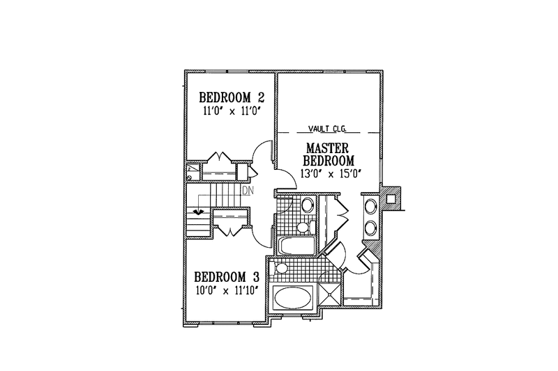 Architectural House Design - Floor Plan - Upper Floor for Colonial House Plan #953-93 - 3 bed, 2.5 bath