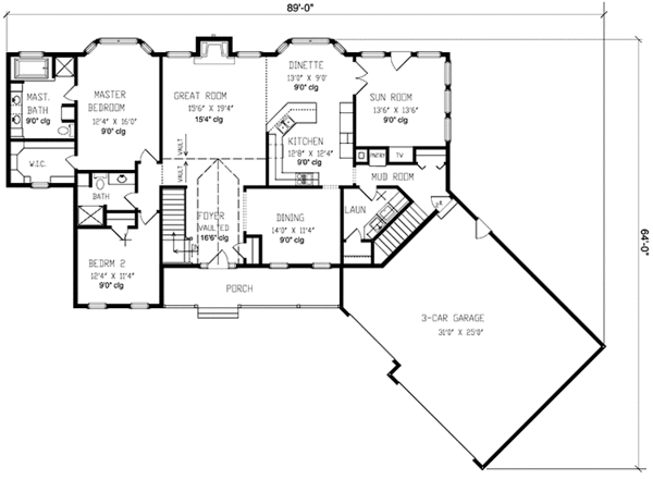 Home Plan - Country Floor Plan - Main Floor Plan #320-1461