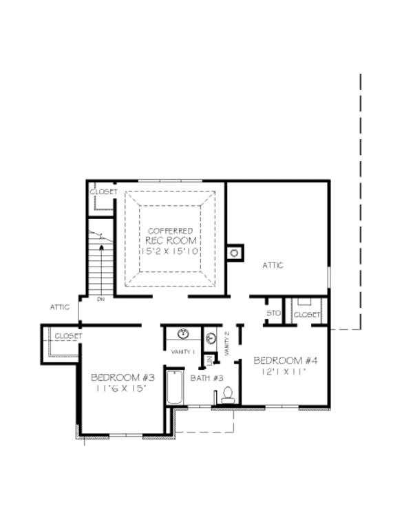 Traditional Floor Plan - Upper Floor Plan #424-356