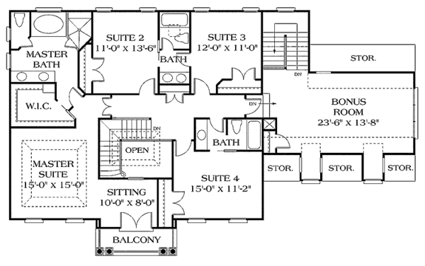 Home Plan - Classical Floor Plan - Upper Floor Plan #453-164