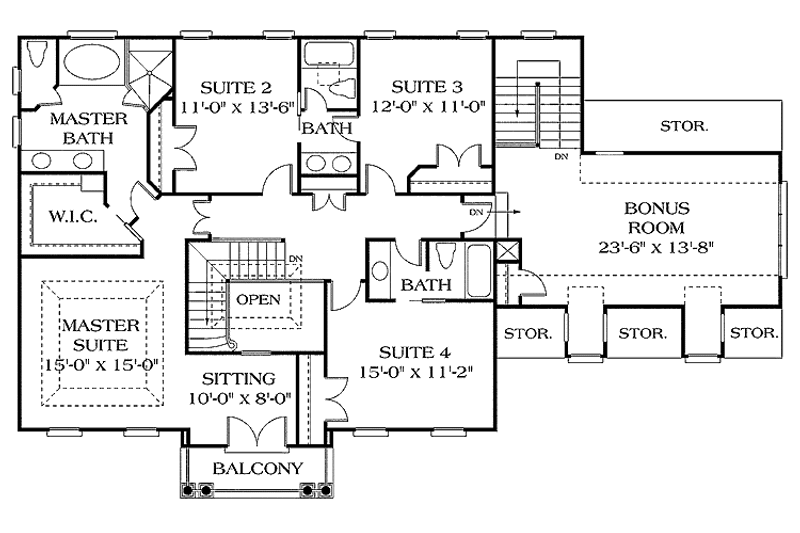 Architectural House Design - Floor Plan - Upper Floor for Classical House Plan #453-164 - 4 bed, 3.5 bath