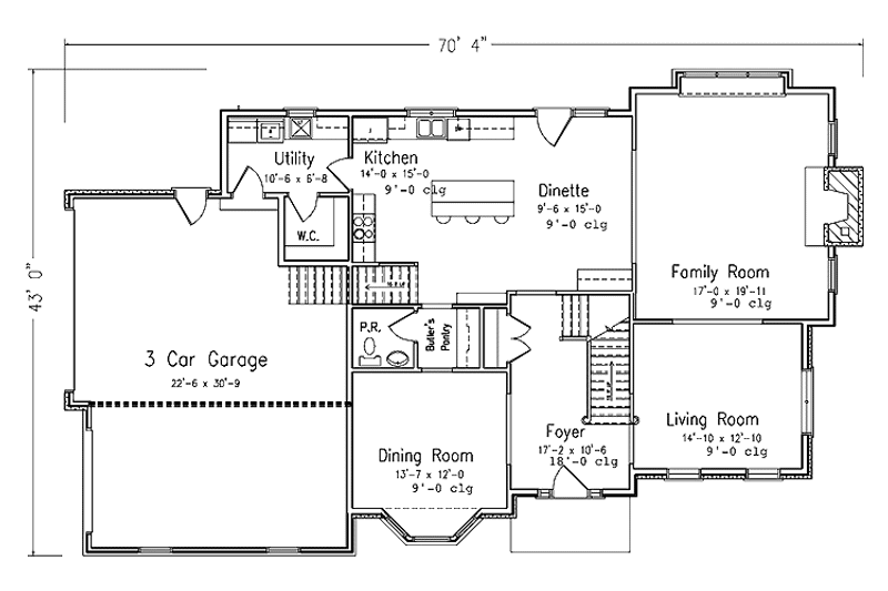 Architectural House Design - Floor Plan - Main Floor for European House Plan #994-5 - 4 bed, 2.5 bath
