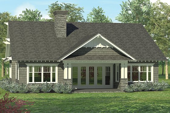 Exterior - Rear Elevation for Craftsman House Plan #453-614 - 4 bed, 3 bath
