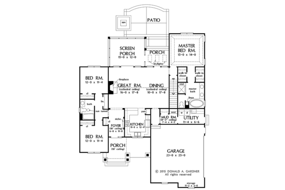 Floor Plan - Main Floor for Ranch House Plan #929-1012 - 3 bed, 2 bath