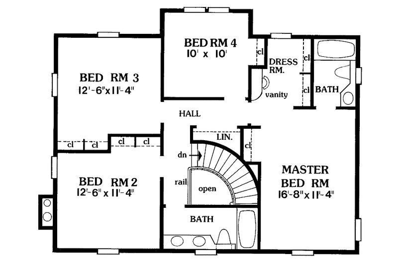 Dream House Plan - Floor Plan - Upper Floor for Country House Plan #314-238 - 4 bed, 2.5 bath