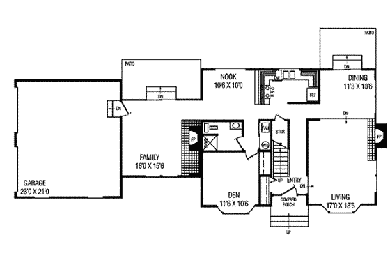 Floor Plan - Main Floor for Colonial House Plan #60-107 - 4 bed, 3 bath