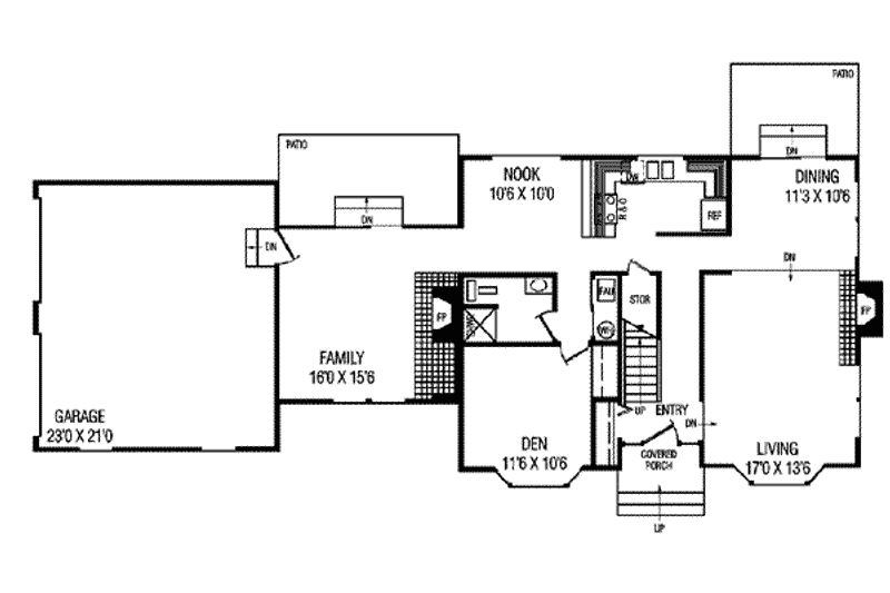 House Blueprint - Floor Plan - Main Floor for Colonial House Plan #60-107 - 4 bed, 3 bath