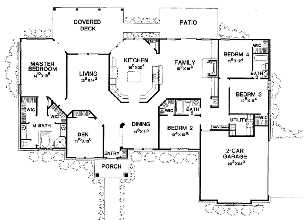 Ranch Style House Plan - 4 Beds 3 Baths 2806 Sq/Ft Plan #472-194