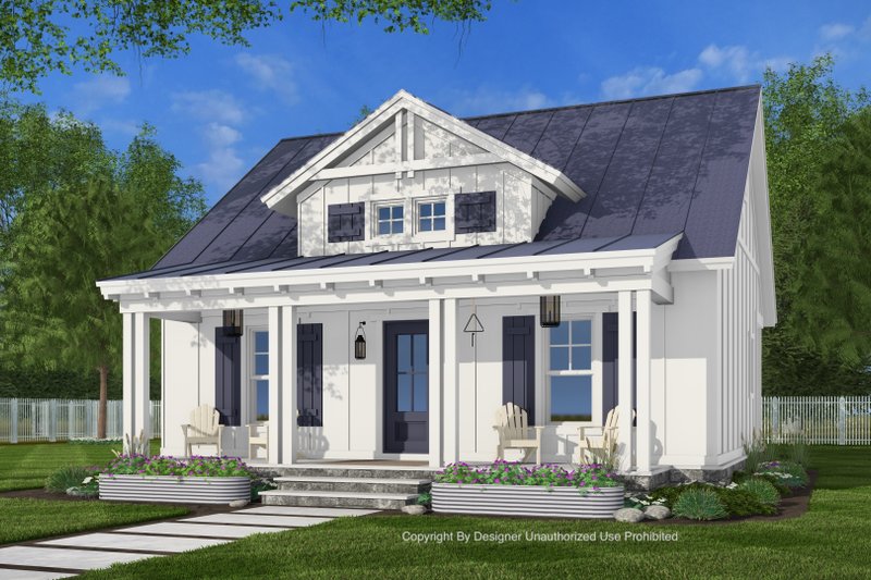 Dream House Plan - Exterior - Front Elevation 4 for Farmhouse House Plan #51-1434 - 1 bed, 1 bath