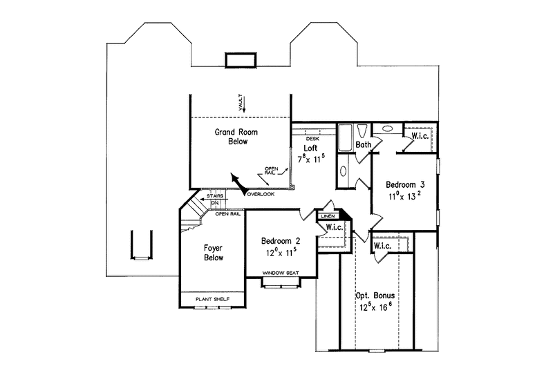 House Blueprint - Floor Plan - Upper Floor for Colonial House Plan #927-764 - 4 bed, 3 bath