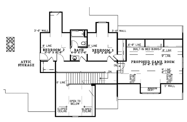 Architectural House Design - Traditional Floor Plan - Upper Floor Plan #17-2851