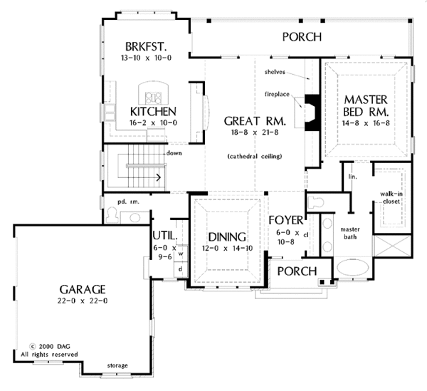 House Plan Design - Craftsman Floor Plan - Main Floor Plan #929-562