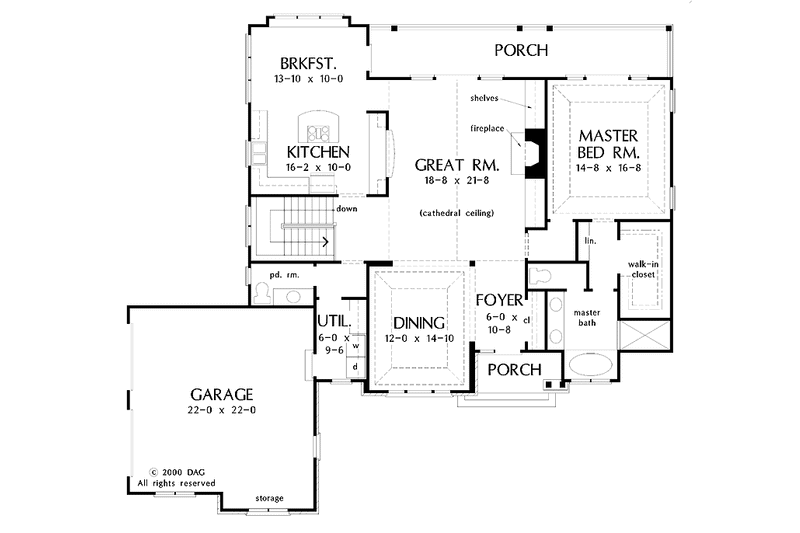 Home Plan - Floor Plan - Main Floor for Craftsman House Plan #929-562 - 3 bed, 2.5 bath
