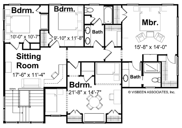 Country Floor Plan - Upper Floor Plan #928-49