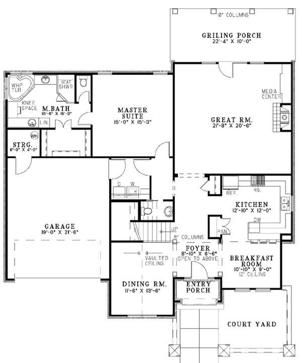 House Design - Mediterranean Floor Plan - Main Floor Plan #17-2929