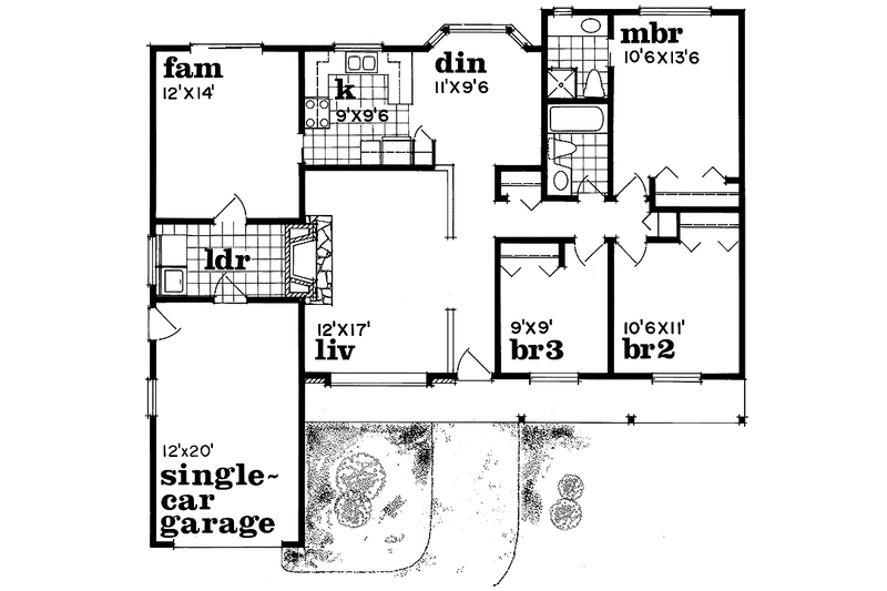 Home Plan - Floor Plan - Main Floor for Ranch House Plan #47-957 - 3 bed, 2 bath