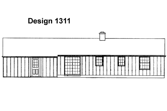 Exterior - Rear Elevation for Ranch House Plan #72-502 - 3 bed, 1.5 bath