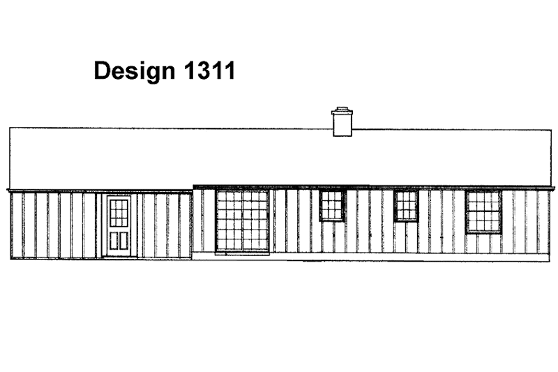 House Blueprint - Exterior - Rear Elevation for Ranch House Plan #72-502 - 3 bed, 1.5 bath