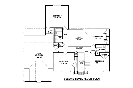Floor Plan - Upper Floor for European House Plan #81-13693 - 5 bed, 3.5 bath