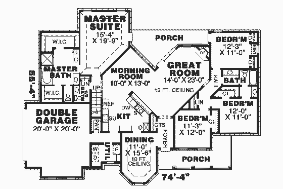Floor Plan - Main Floor for Country House Plan #34-145 - 4 bed, 2.5 bath