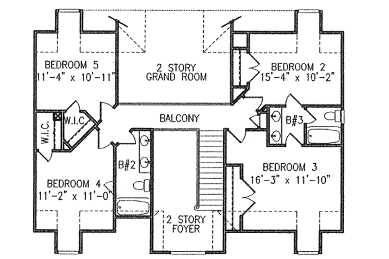 House Blueprint - Floor Plan - Upper Floor for Country House Plan #54-116 - 5 bed, 3.5 bath