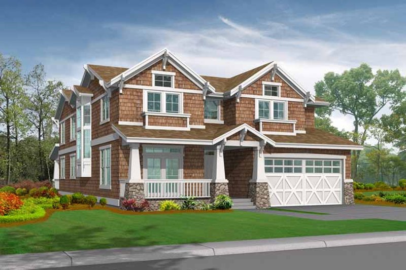 House Blueprint - Craftsman Exterior - Front Elevation Plan #132-445