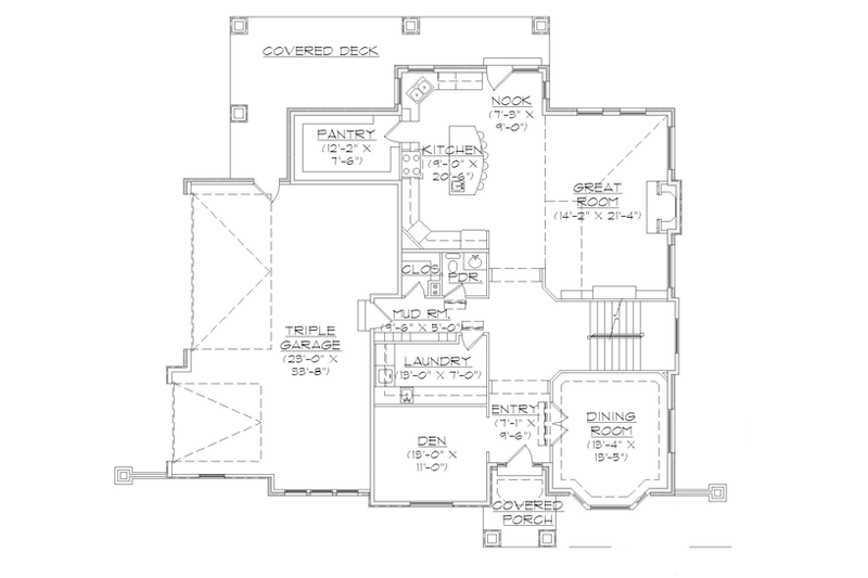 House Plan Design - Floor Plan - Main Floor for European House Plan #945-137 - 4 bed, 2.5 bath