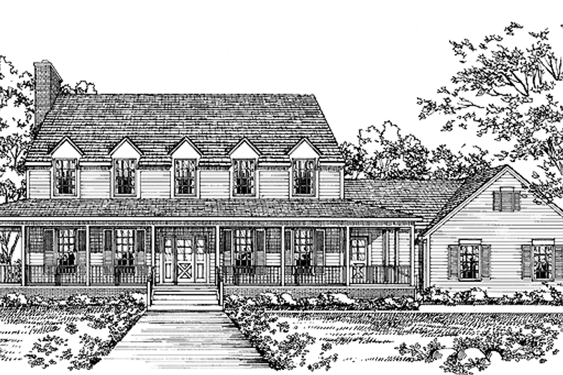 House Blueprint - Country Exterior - Front Elevation Plan #72-898