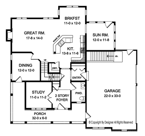 House Plan Design - Colonial Floor Plan - Main Floor Plan #1010-197