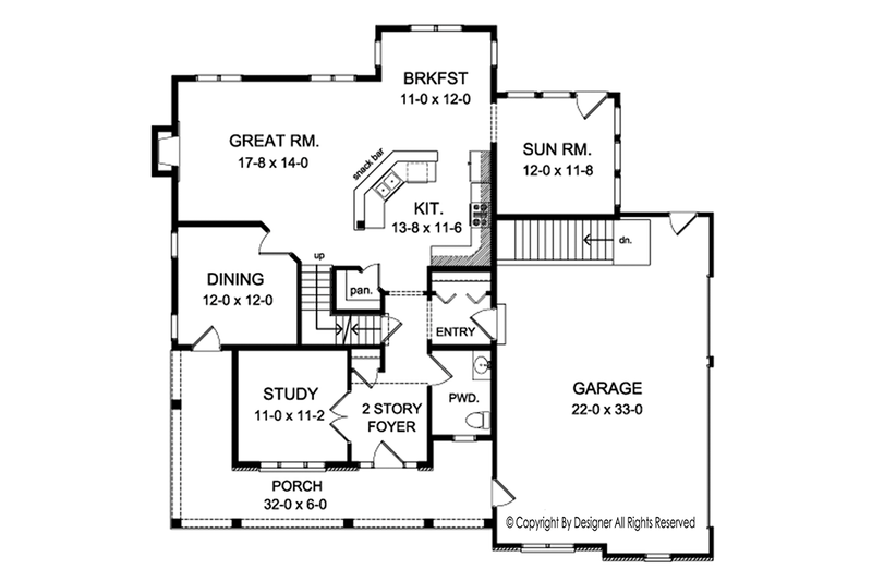Home Plan - Floor Plan - Main Floor for Colonial House Plan #1010-197 - 4 bed, 2.5 bath