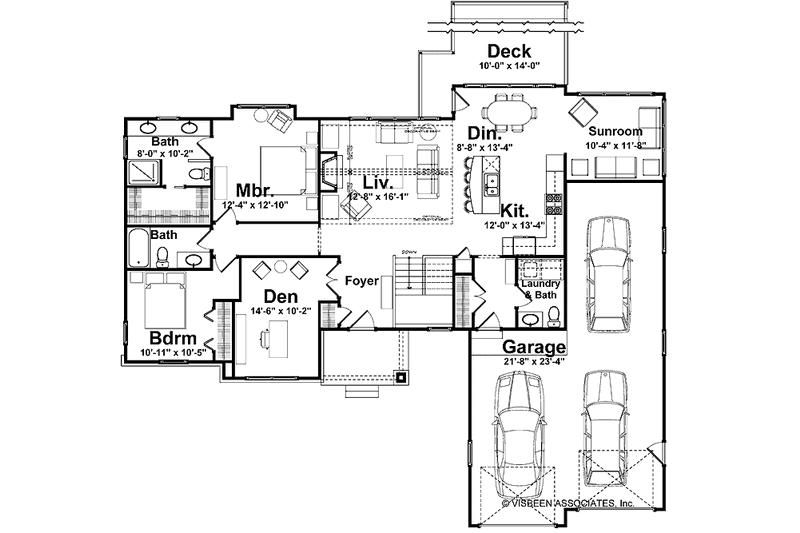 Home Plan - Floor Plan - Main Floor for Craftsman House Plan #928-152 - 2 bed, 2.5 bath