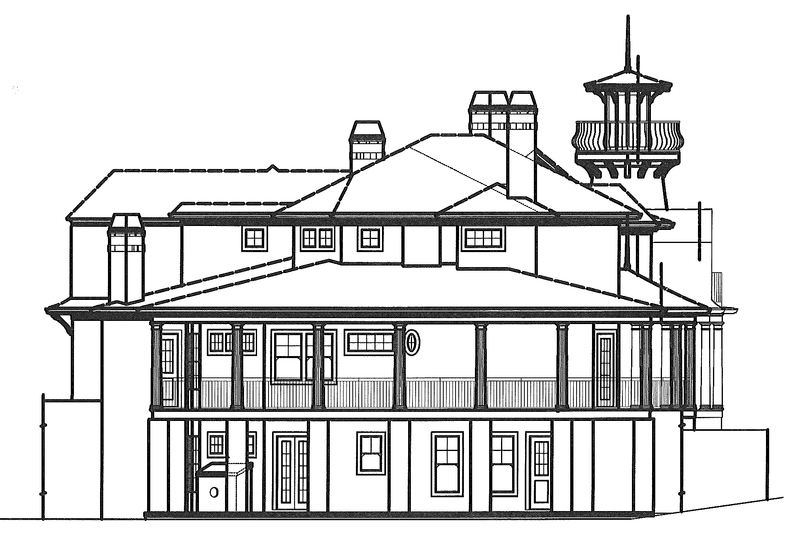 House Blueprint - Exterior - Rear Elevation for Country House Plan #54-302 - 5 bed, 4 bath
