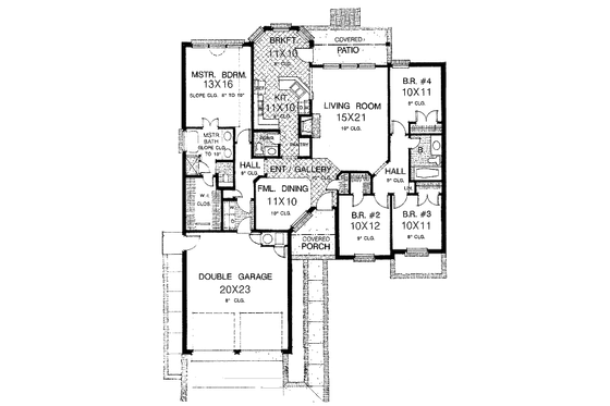 Floor Plan - Main Floor for Traditional House Plan #310-905 - 4 bed, 2.5 bath