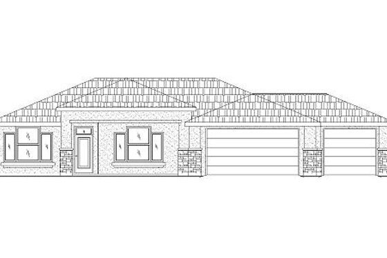 Exterior - Front Elevation for Adobe / Southwestern House Plan #24-258 - 3 bed, 2 bath