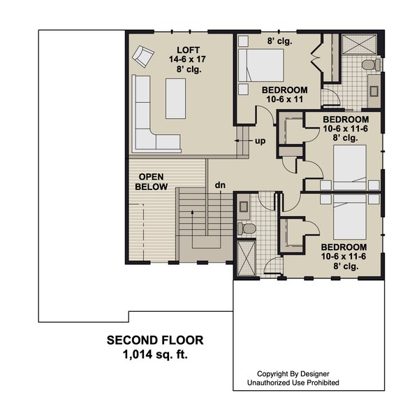 House Blueprint - Farmhouse Floor Plan - Upper Floor Plan #51-1425