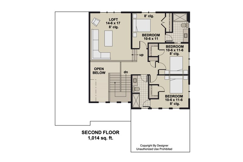 Dream House Plan - Floor Plan - Upper Floor for Farmhouse House Plan #51-1425 - 4 bed, 3.5 bath