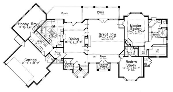 Architectural House Design - Traditional Floor Plan - Main Floor Plan #52-253
