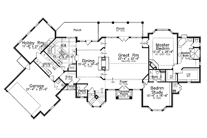 Home Plan - Floor Plan - Main Floor for Traditional House Plan #52-253 - 4 bed, 3.5 bath
